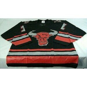 New USA Vintage Mens Large 48L WWF WWE The Rock Jersey Shirt Bulls Black…